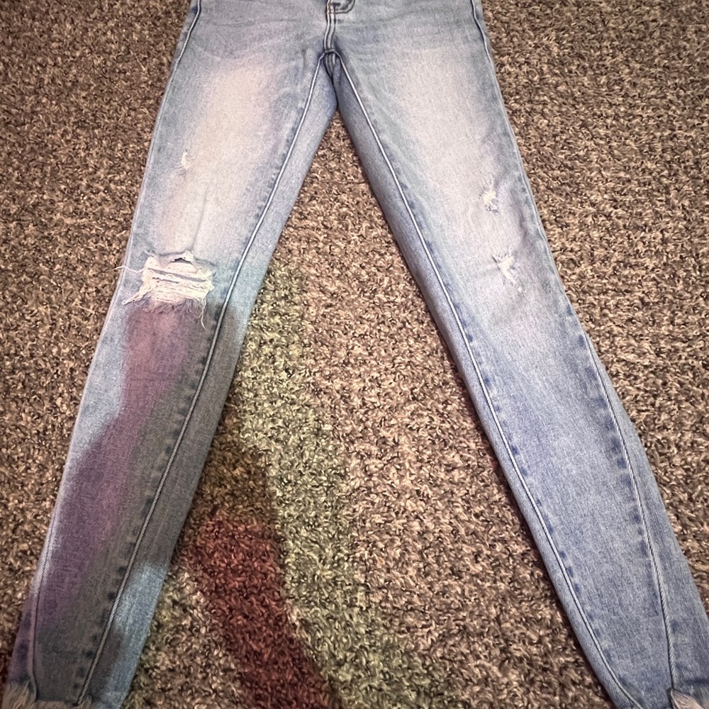 KanCan Faded Blue Ripped Skinny Jeans